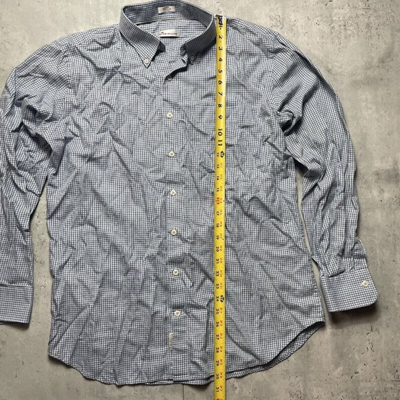 Peter Millar Long‎ Sleeve Dress Shirt Check 100% Cotton Blue Men’s Size Large - Picture 5 of 7